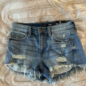 Fashion Nova Light Blue Frayed Jean Shorts